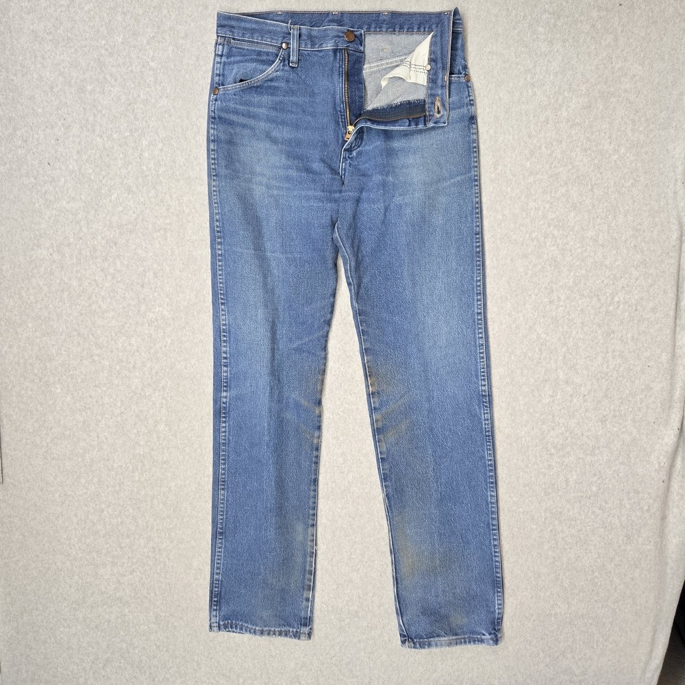 Wrangler Men Jeans 30X34 Blue Denim 13MW Cowboy Cut Original Fit 34" Inseam READ
